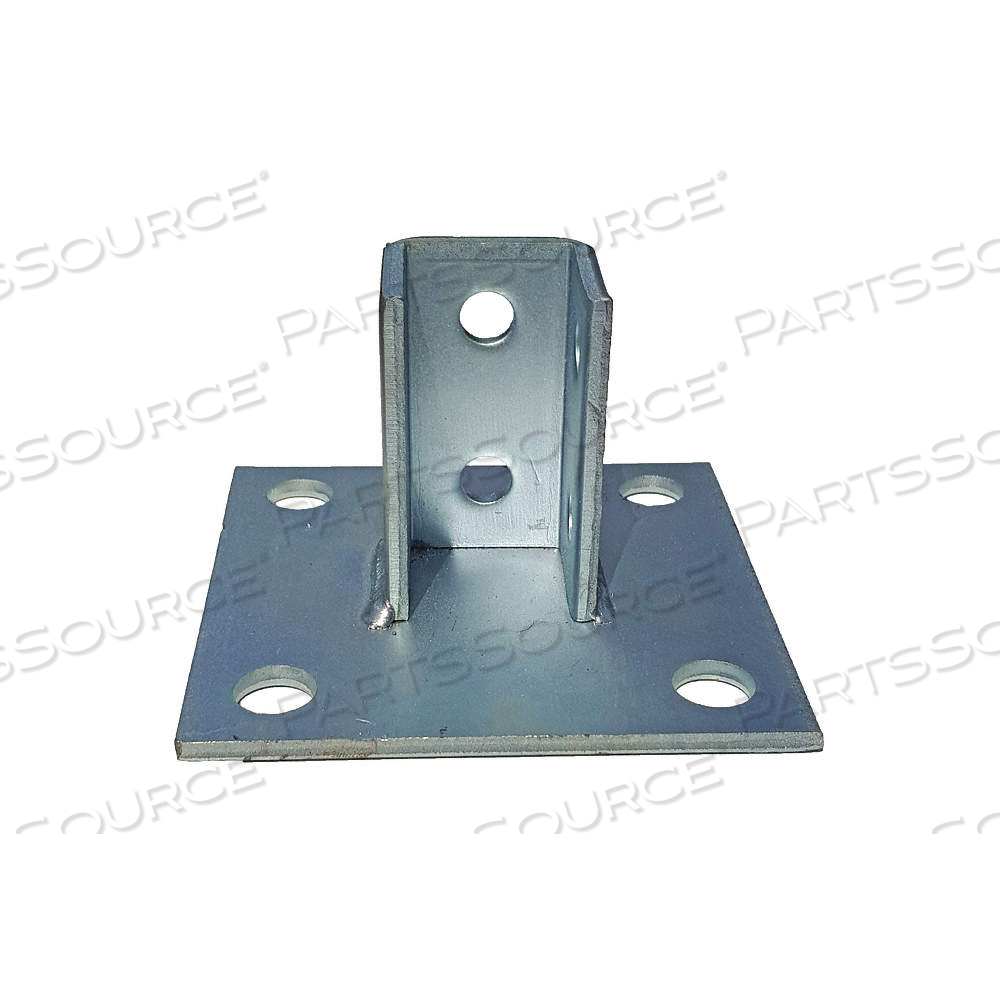 POST BASES FOR SINGLE CHANNEL, 1 5/8 IN X 1 5/8 IN FOR STRUT CHANNEL SIZE, ELECTROPLATED, 6 HOLES by Approved Vendor
