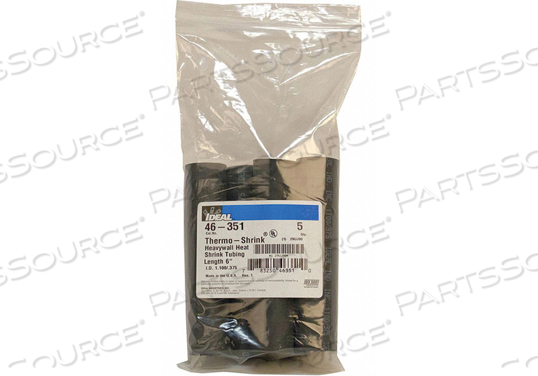 SHRINK TUBING 1.1IN ID BLACK 6IN PK5 by Ideal Industries Inc.