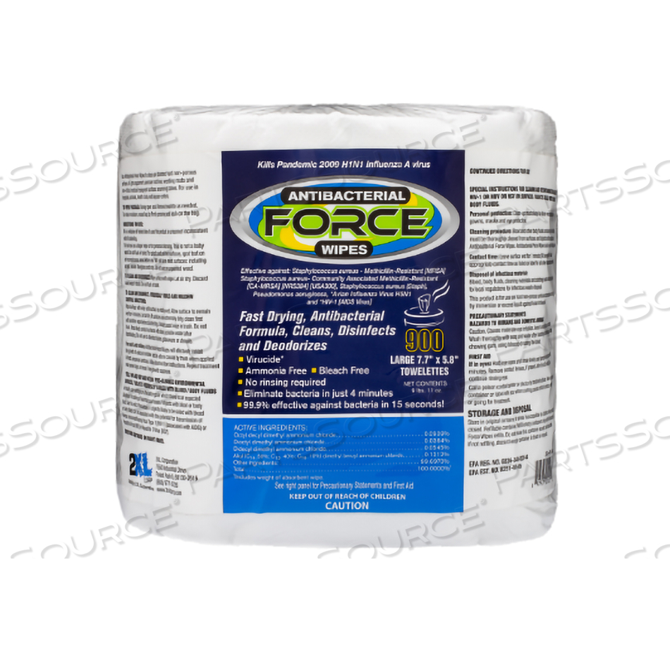 FORCE ANTIBACTERIAL WIPES REFILL BAG by 2XL Corporation FORCE ANTIBACTERIAL WIPES REFILL BAG by 2XL Corporation