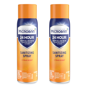 24-HOUR DISINFECTING SANITIZING SPRAY, CITRUS SCENT, 15 OZ AEROSOL SPRAY, 2/PACK by Microban