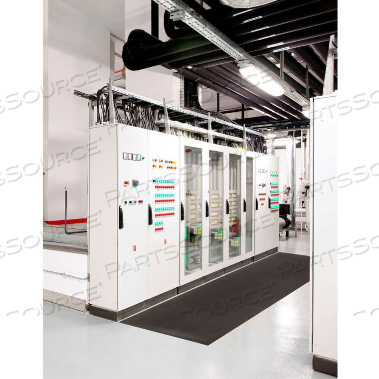 CORRUGATED SWITCHBOARD MAT 1/4" THICK 3' X 75' BLACK/YELLOW by Notrax