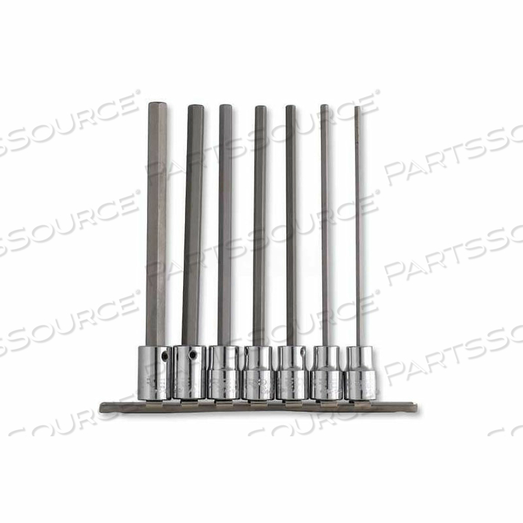 HEX TIP SOCKET SET, 3/8" DRIVE, 7 PIECES, W/CLIPS & RAIL by Urrea Professional Tools HEX TIP SOCKET SET, 3/8" DRIVE, 7 PIECES, W/CLIPS & RAIL by Urrea Professional Tools