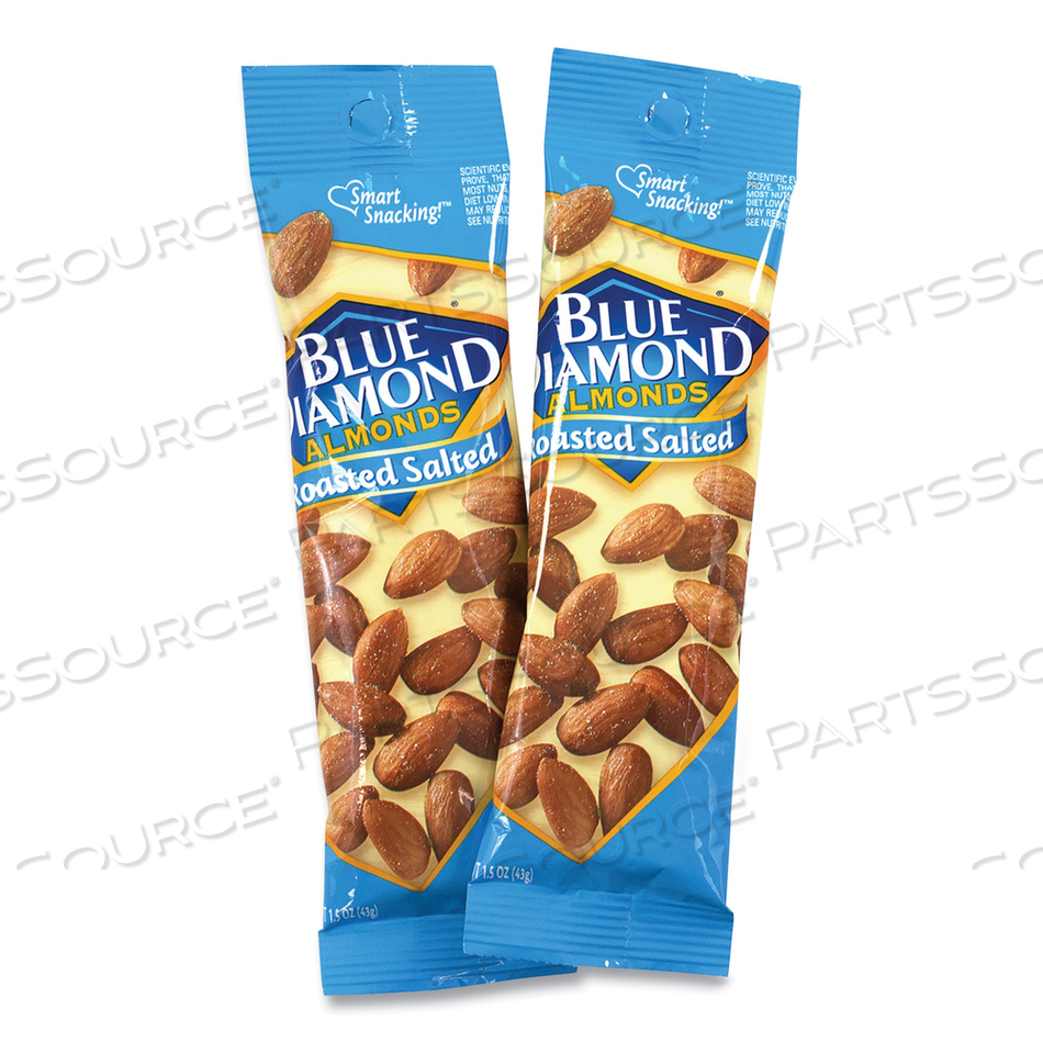 ROASTED SALTED ALMONDS, 1.5 OZ TUBE, 12 TUBES/CARTON 