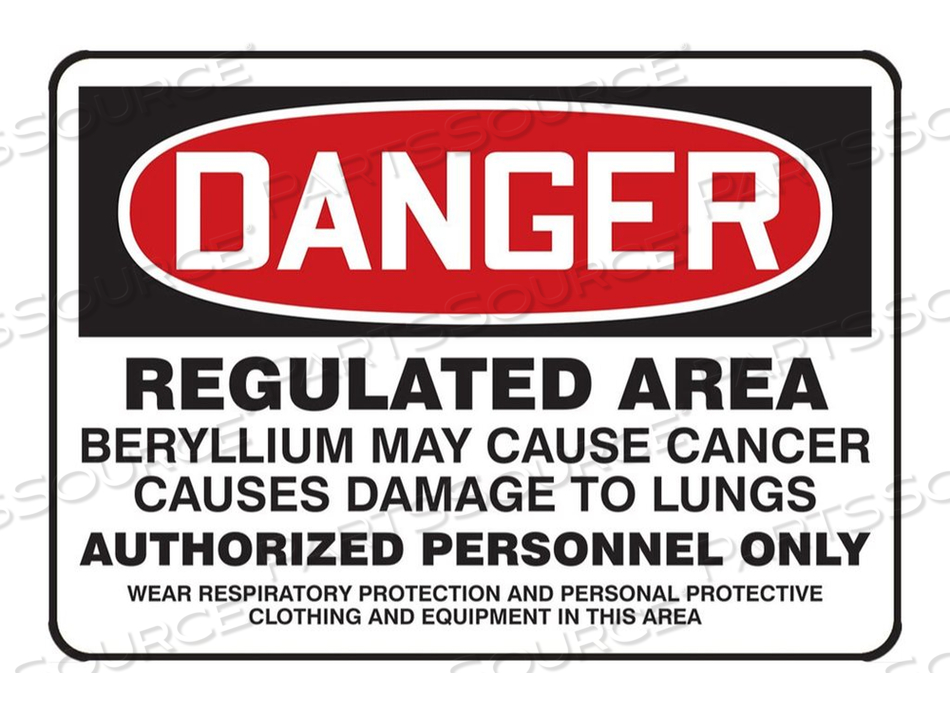 SIGN, DANGER / RESTRICTED AREA / AUTHORIZED EMPLOYEES ONLY / BERYLLIUM, RECTANGULAR, 14 IN X 10 IN, POLYETHYLENE PLASTIC, RED, BLACK ON WHIT by Panduit SIGN, DANGER / RESTRICTED AREA / AUTHORIZED EMPLOYEES ONLY / BERYLLIUM, RECTANGULAR, 14 IN X 10 IN, POLYETHYLENE PLASTIC, RED, BLACK ON WHIT by Panduit