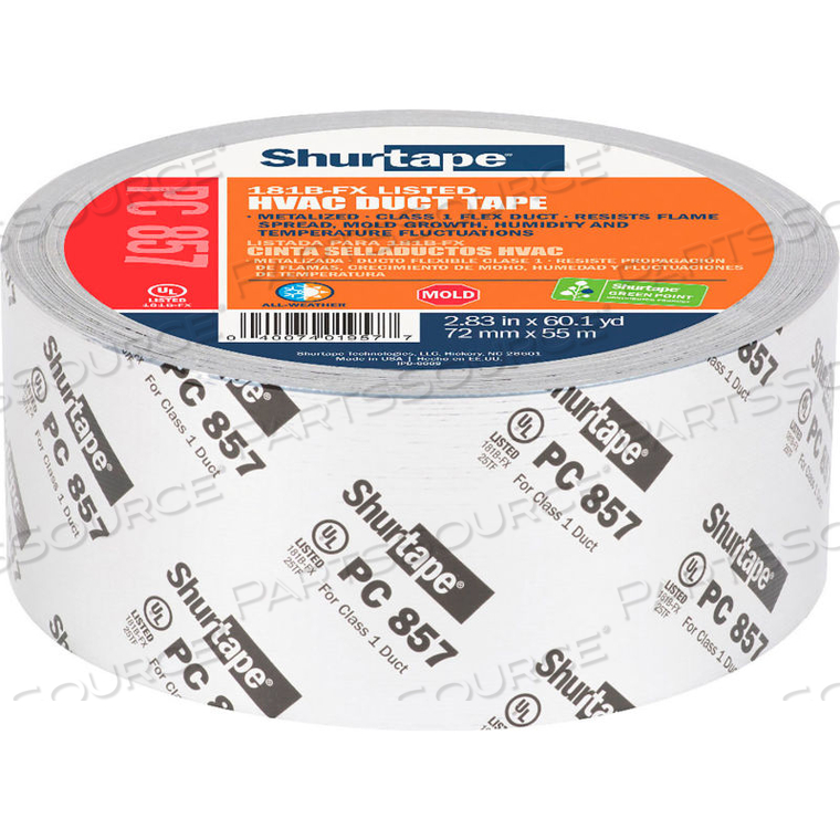 PC 857 UL 181B-FX LISTED/PRINTED CLOTH DUCT TAPE 72MM X 55M 