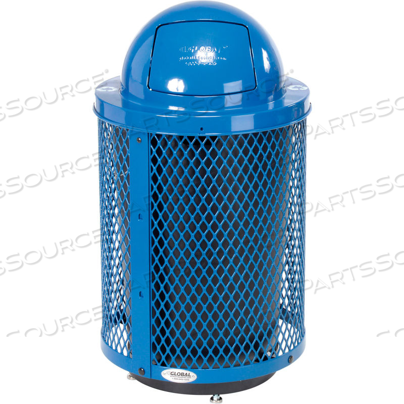 DELUXE THERMOPLASTIC 32 GAL MESH RECYCLING RECEPTACLE W/DOME LID & BASE BLUE by Approved Vendor DELUXE THERMOPLASTIC 32 GAL MESH RECYCLING RECEPTACLE W/DOME LID & BASE BLUE by Approved Vendor