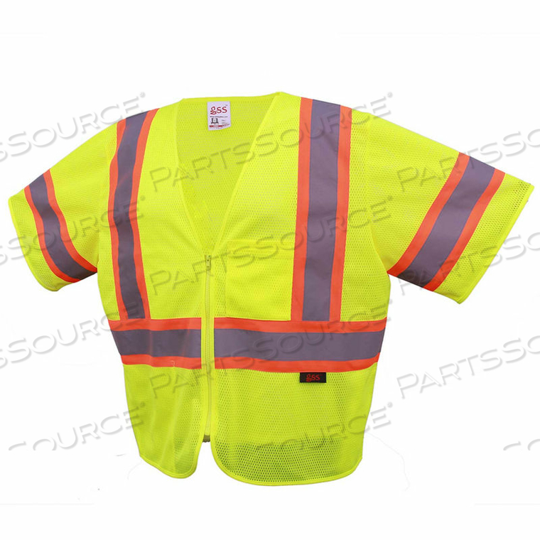2005 STANDARD CLASS 3 TWO TONE MESH ZIPPER SAFETY VEST, LIME, 3XL by GSS Safety LLC