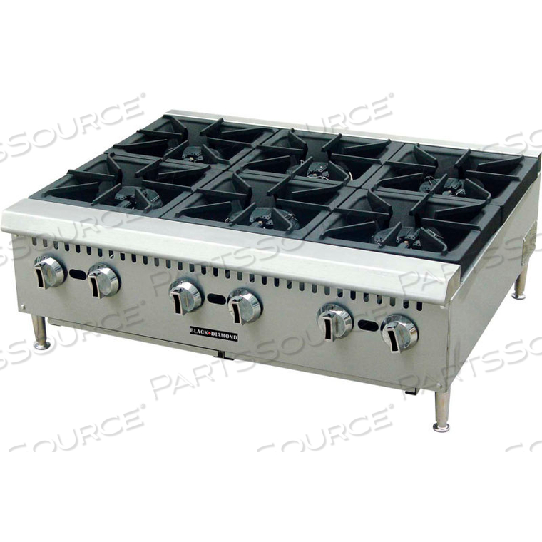 ADCRAFT BLACK DIAMOND - HOTPLATE, HEAVY DUTY, NATURAL GAS, 50,000 BTU, 12"W, 2 BURNERS 