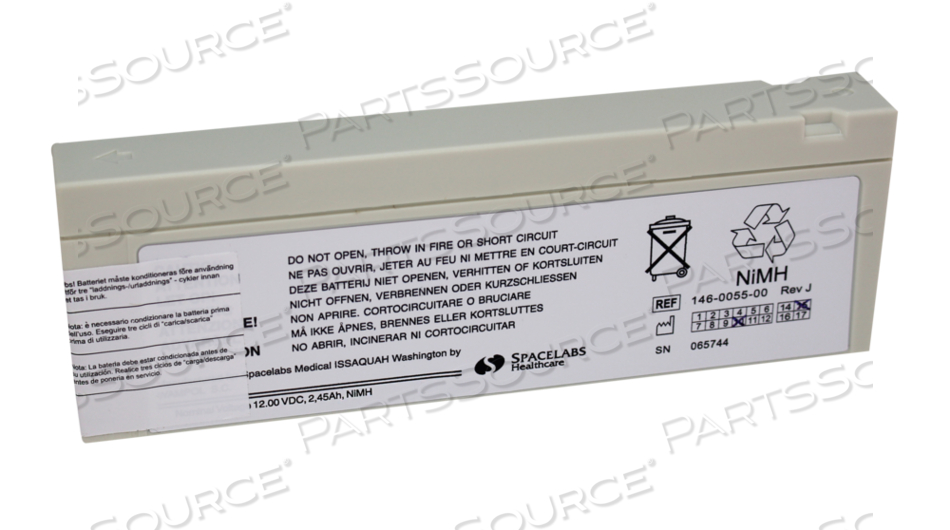 146 0055 00 Spacelabs Healthcare Battery Rechargeable Nickel Metal Hydride 12v 245 Ah 7481