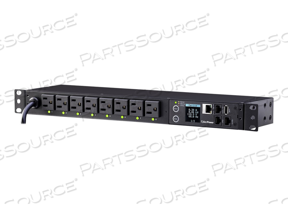 SWITCHED SERIES PDU41001, POWER DISTRIBUTION UNIT (RACK-MOUNTABLE), AC 100-120 V, ETHERNET, RS-232, INPUT: NEMA 5-15P, OUTPUT CONNECTORS: 8  by CyberPower