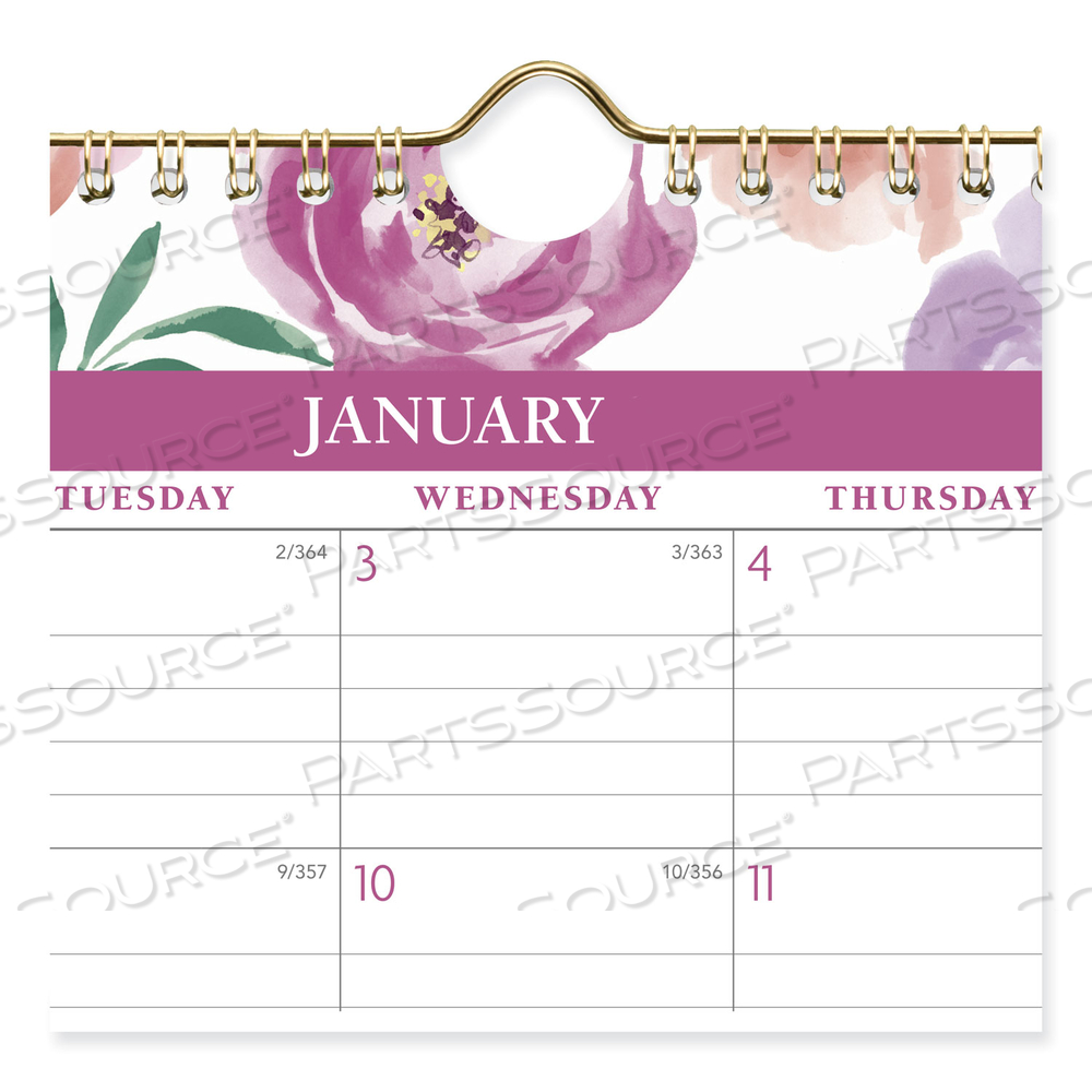 BADGE FLORAL WALL CALENDAR, FLORAL ARTWORK, 15 X 12, WHITE/MULTICOLOR SHEETS, 12-MONTH (JAN TO DEC): 2024 