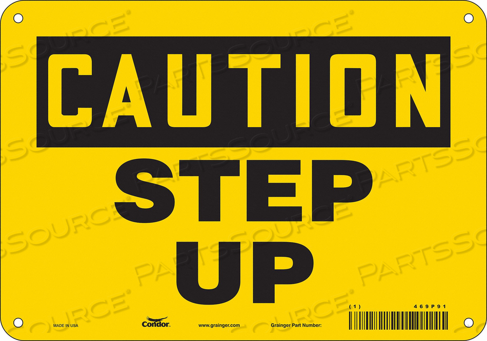 SAFETY SIGN, VERTICAL RECTANGLE, NUMBER OF PRINTED SIDES 1, ENGLISH, SIGN FORMAT TRADITIONAL OSHA, SIGN LEGEND STEP UP, SIGN LEGEND BACKGROU by Condor