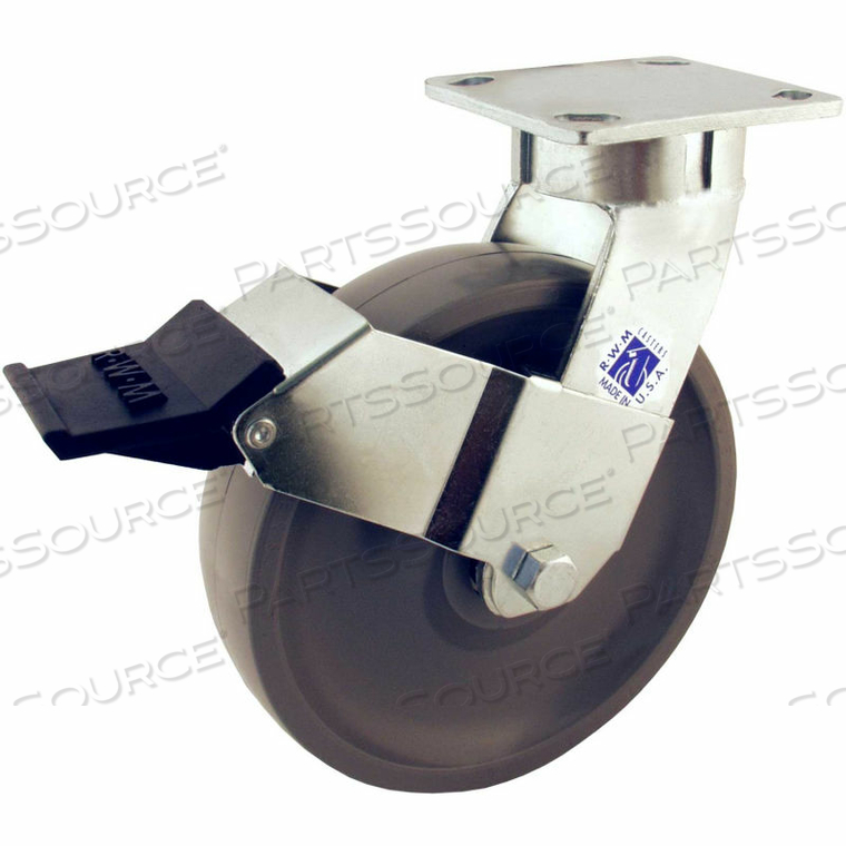 8" TORUS WHEEL SWIVEL CASTER WITH FACE CONTACT BRAKE 