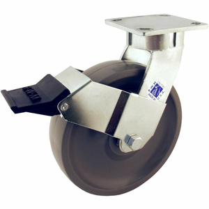 8" TORUS WHEEL SWIVEL CASTER WITH FACE CONTACT BRAKE by RWM