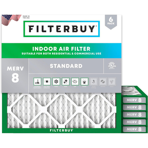 FILTERBUY 30X30X1 AIR FILTER MERV 8 DUST DEFENSE (6-PACK), PLEATED HVAC AC FURNACE AIR FILTERS REPLACEMENT (ACTUAL SIZE: 29.50 X 29.50 X 0.75 INCHES) by Filterbuy, Inc.