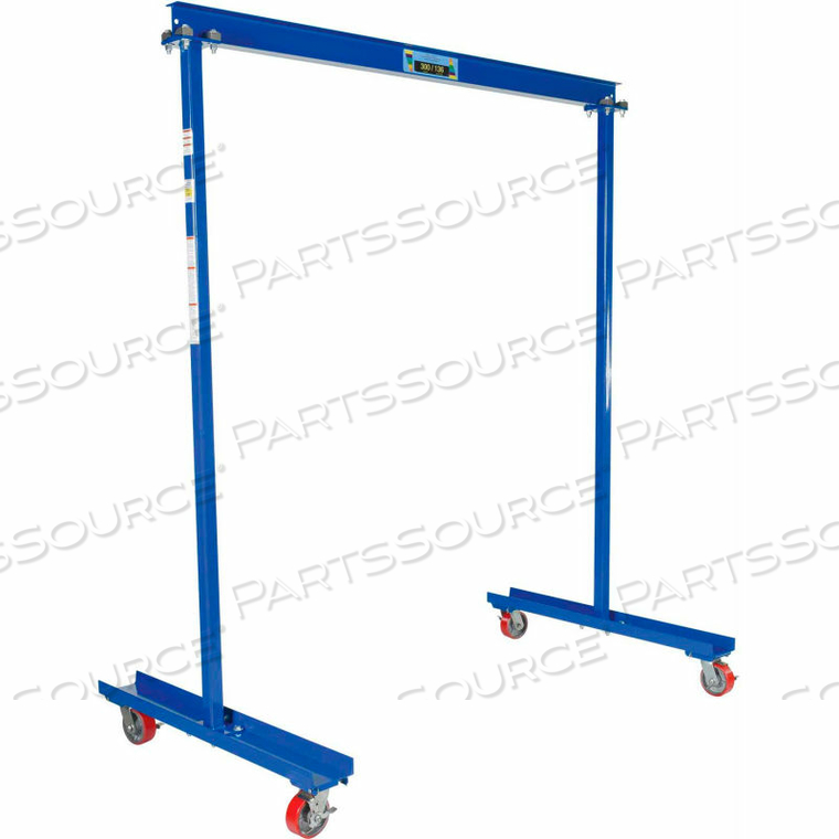 FIXED HEIGHT WORK AREA PORTABLE GANTRY CRANE, 5'9-3/4"W X 7-13/16"H, 600 LB. CAP. by Vestil Manufacturing Corp.