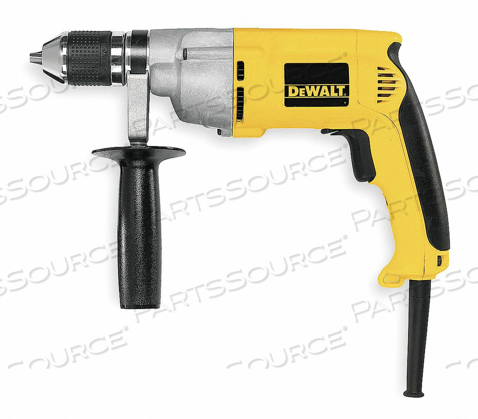 1/2" VSR DRILL W/KEYLESS CHUCK, 7.8 AMPS, 600W, 0-600 RPM, TRIPLE GEAR REDUCTION by DeWalt 1/2" VSR DRILL W/KEYLESS CHUCK, 7.8 AMPS, 600W, 0-600 RPM, TRIPLE GEAR REDUCTION by DeWalt