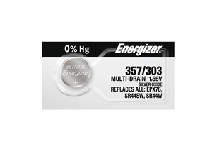 BATTERY, BUTTON CELL, 303/357, SILVER OXIDE, 1.5V, 150 MAH by Energizer
