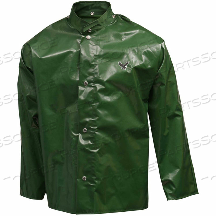 J22208 IRON EAGLE STORM FLY FRONT JACKET, GREEN, HOOD SNAPS, LARGE by Tingley Rubber