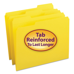 REINFORCED TOP TAB COLORED FILE FOLDERS, 1/3-CUT TABS: ASSORTED, LETTER SIZE, 0.75" EXPANSION, YELLOW, 100/BOX by Smead