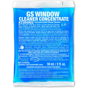 GS WINDOW CLEANER CONCENTRATE - 2 OZ PACKS, 48 PACKS/CASE by Stearns Packaging Corporation GS WINDOW CLEANER CONCENTRATE - 2 OZ PACKS, 48 PACKS/CASE by Stearns Packaging Corporation