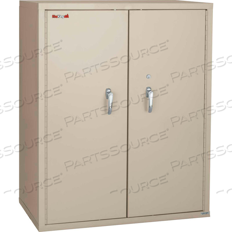 FIREPROOF STORAGE CABINET W/END TAB INSERTS, 36"WX19-1/4"DX44"H, PARCHMENT, ASSEMBLED by Fire King FIREPROOF STORAGE CABINET W/END TAB INSERTS, 36"WX19-1/4"DX44"H, PARCHMENT, ASSEMBLED by Fire King