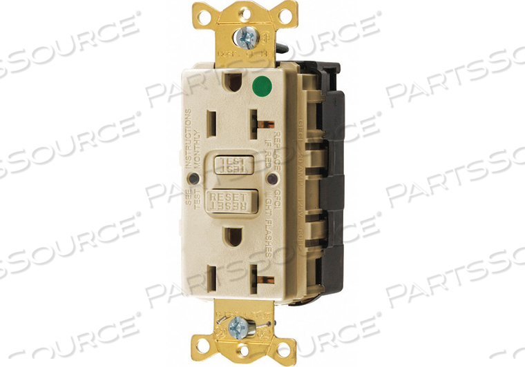 GFCI RCEPTCLE HSPITAL IVRY 20A 1 HP by Hubbell Incorporated, Wiring Device-Kellums GFCI RCEPTCLE HSPITAL IVRY 20A 1 HP by Hubbell Incorporated, Wiring Device-Kellums