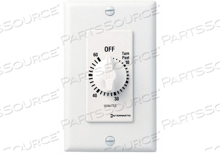AUTO OFF TIMER WITHOUT HOLD, 60-MIN, SPST, 20A AT 125V/10A AT 250V CONTACTS, WHITE by Intermatic AUTO OFF TIMER WITHOUT HOLD, 60-MIN, SPST, 20A AT 125V/10A AT 250V CONTACTS, WHITE by Intermatic
