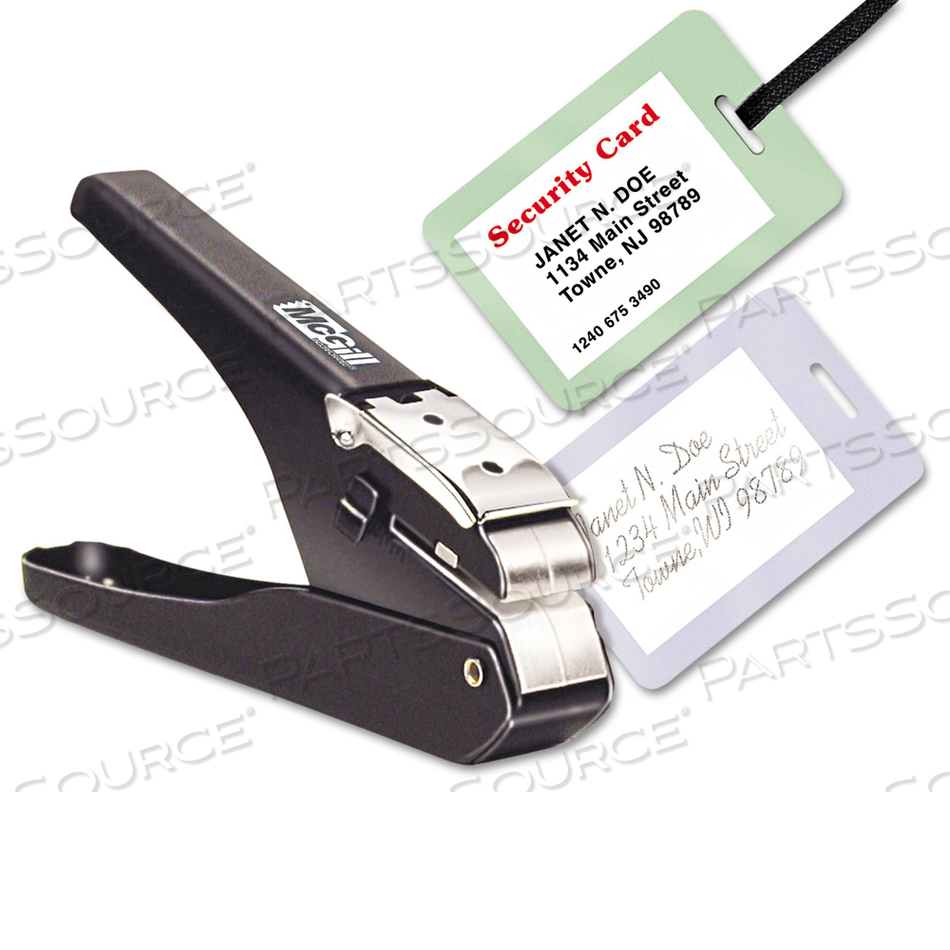HANDHELD BADGE/SLOT PUNCH, 9/16" X 1/8" HORIZONTAL SLOT, BLACK/CHROME by McGill HANDHELD BADGE/SLOT PUNCH, 9/16" X 1/8" HORIZONTAL SLOT, BLACK/CHROME by McGill