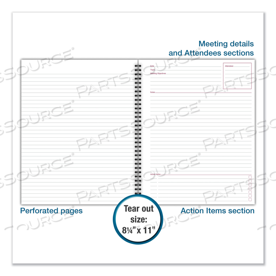 WIREBOUND GUIDED MEETING NOTES NOTEBOOK, 1 SUBJECT, MEETING-MINUTES/NOTES FORMAT, DARK GRAY COVER, 11 X 8.25, 80 SHEETS by Cambridge WIREBOUND GUIDED MEETING NOTES NOTEBOOK, 1 SUBJECT, MEETING-MINUTES/NOTES FORMAT, DARK GRAY COVER, 11 X 8.25, 80 SHEETS by Cambridge