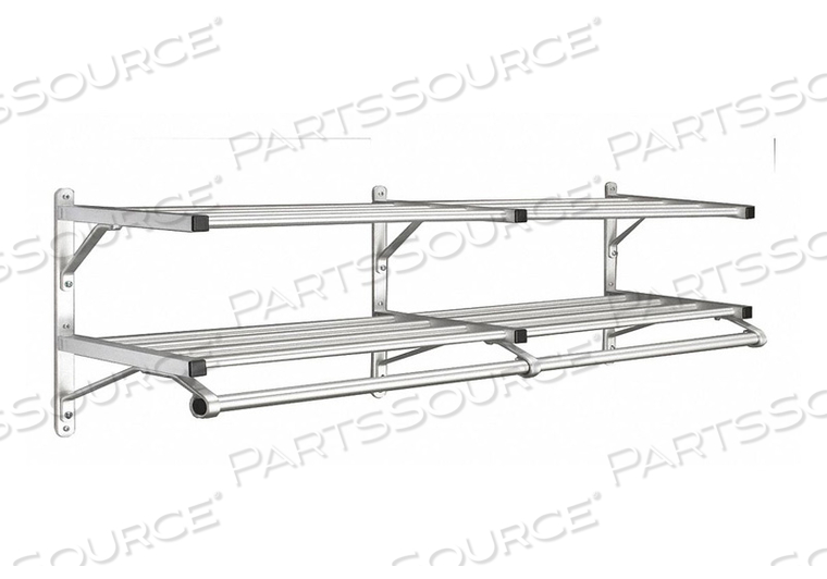 COAT RACK 2 SHELVES 72 IN W SATIN ALUM by Glaro Products Inc COAT RACK 2 SHELVES 72 IN W SATIN ALUM by Glaro Products Inc