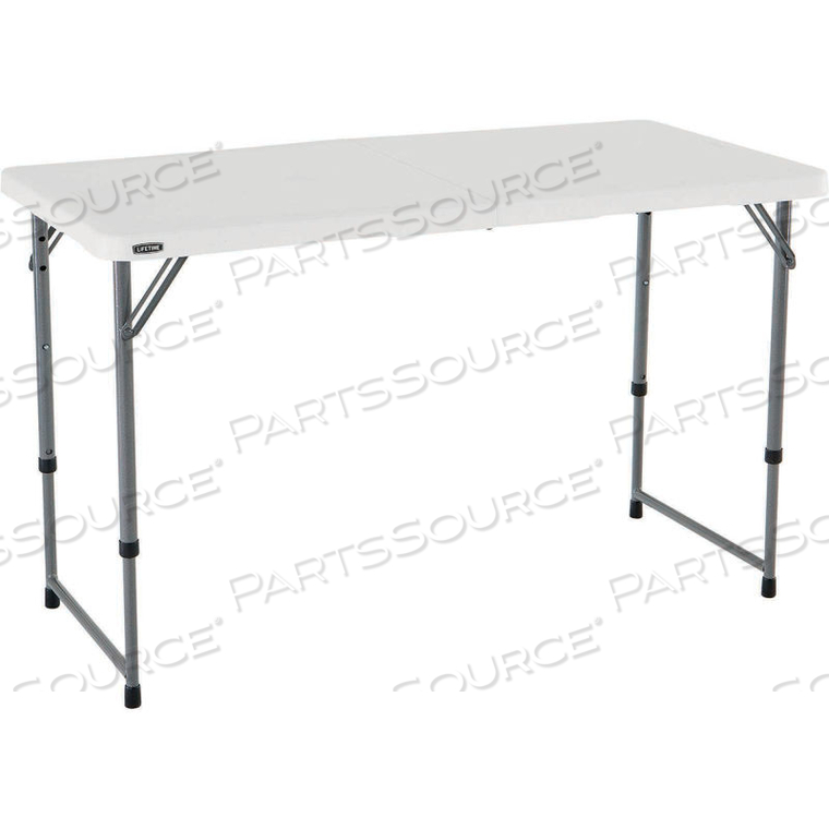 ADJUSTABLE HEIGHT PLASTIC FOLD-IN-HALF TABLE, 24" X 48", WHITE by Lifetime Products