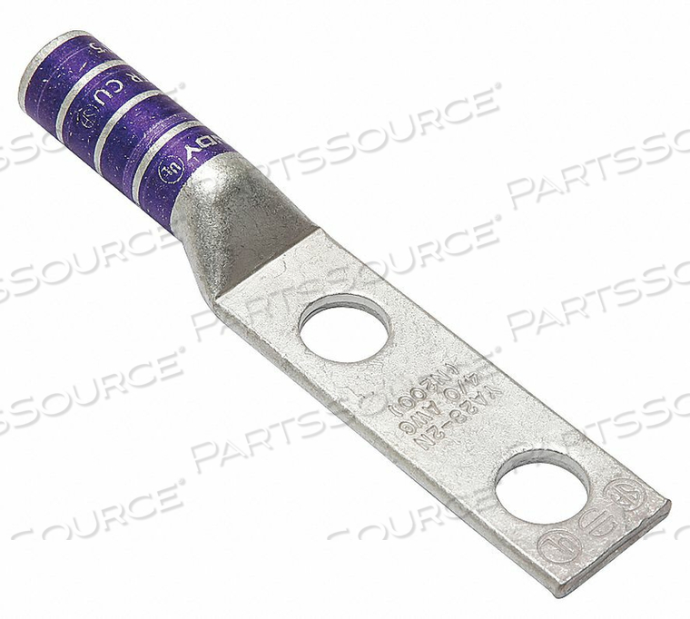 LUG, COMPRESSION, CU, 35KV, 2H, 4/0 AWG, 1/2 IN. STUD by Burndy LUG, COMPRESSION, CU, 35KV, 2H, 4/0 AWG, 1/2 IN. STUD by Burndy