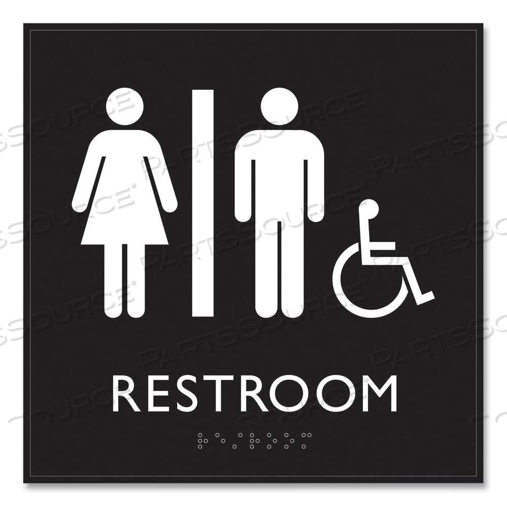 ADA SIGN, UNISEX ACCESSIBLE RESTROOM, PLASTIC, 8 X 8, CLEAR/WHITE by HeadLine Sign ADA SIGN, UNISEX ACCESSIBLE RESTROOM, PLASTIC, 8 X 8, CLEAR/WHITE by HeadLine Sign