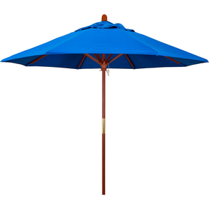 CALIFORNIA UMBRELLA 9' PATIO UMBRELLA - OLEFIN ROYAL BLUE - HARDWOOD POLE - GROVE SERIES by March Products Inc