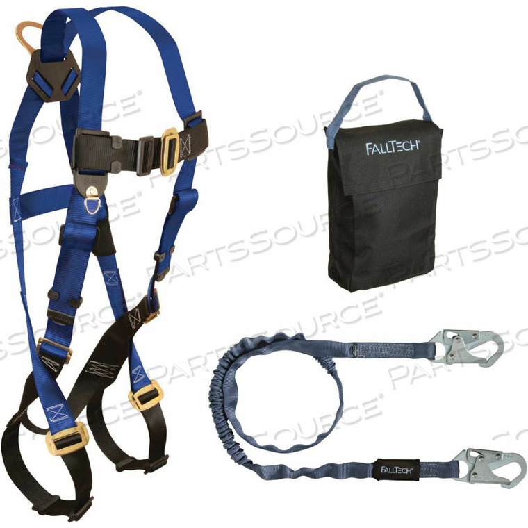 STARTER KIT WITH 7015 HARNESS, 6' SHOCK ABSORBING LANYARD & GEAR BAG by Falltech STARTER KIT WITH 7015 HARNESS, 6' SHOCK ABSORBING LANYARD & GEAR BAG by Falltech