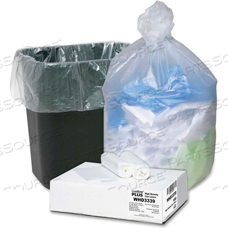 WEBSTER ULTRA PLUS TRASH CAN LINERS - NATURAL, 33 GALLON, 0.43 MIL 