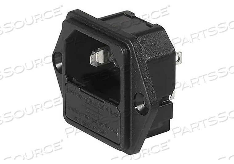 250VAC 10A POWER ENTRY MODULE WITHOUT LINE FILTER - BLACK 