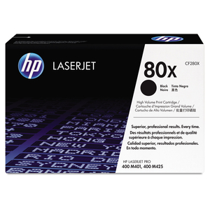 HP 80X, (CF280X) HIGH-YIELD BLACK ORIGINAL LASERJET TONER CARTRIDGE by HP (Hewlett-Packard)