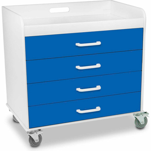 EXTRA WIDE COMPACT 4 DRAWER LOCKING CART, GLOBAL BLUE, 27"W X 19"D X 27"H by TrippNT, Inc