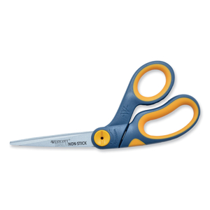 NON-STICK TITANIUM BONDED SCISSORS, 8" LONG, 3.25" CUT LENGTH, GRAY/YELLOW BENT HANDLE by Westcott