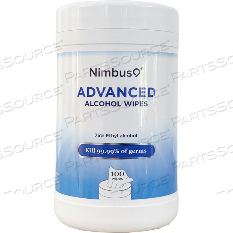 NIMBUS9 HAND SANITIZING ALCOHOL DISINFECTING WIPES, 5.9" X 6.3" WIPES, 100 WIPES/CANISTER 