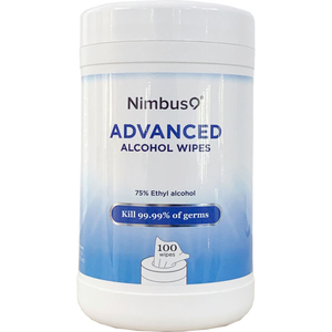 NIMBUS9 HAND SANITIZING ALCOHOL DISINFECTING WIPES, 5.9" X 6.3" WIPES, 100 WIPES/CANISTER by Rubicon Ventures LLC