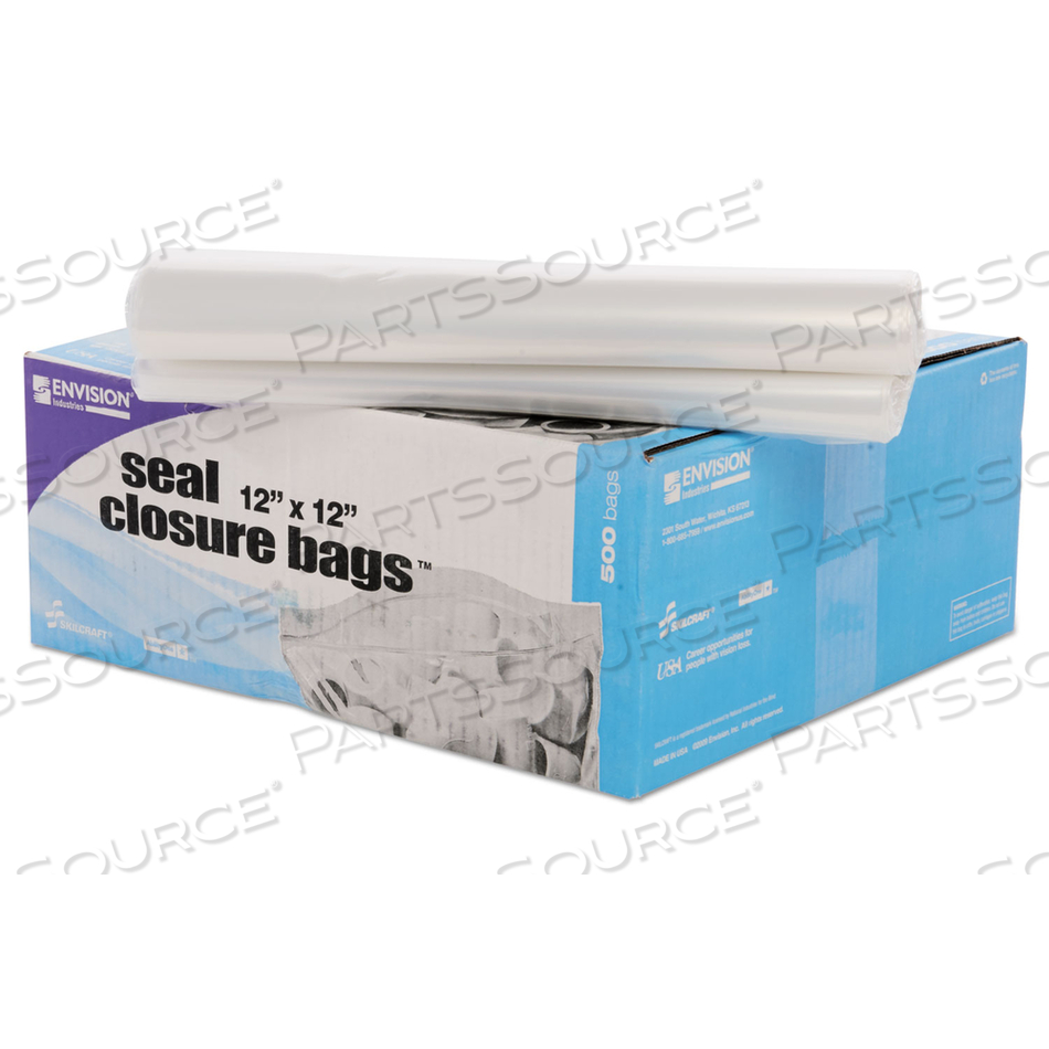 SEAL CLOSURE BAGS, 2 MIL, 12" X 12", CLEAR by Envision SEAL CLOSURE BAGS, 2 MIL, 12" X 12", CLEAR by Envision