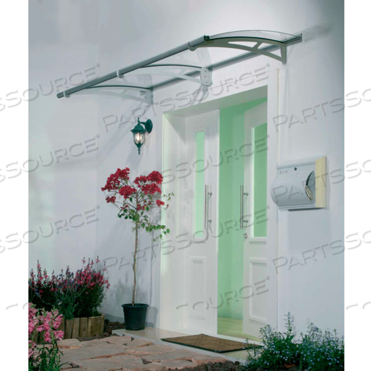 PALRAM, AQUILA 2050 DOOR AWNING, HG9510, 7'L X 3'W, CLEAR PANEL, ALUMINUM FRAME 