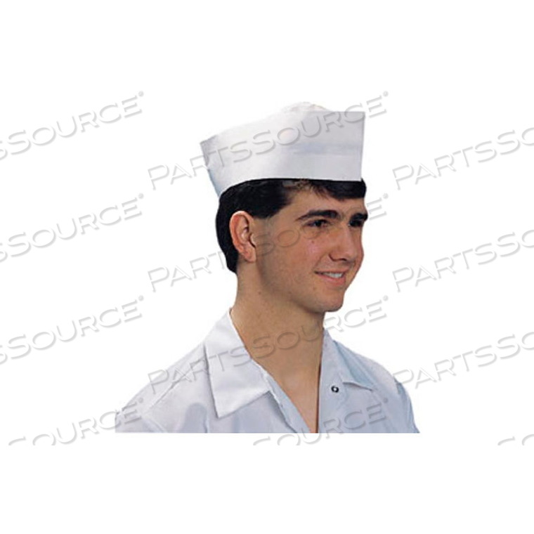 CHEF REVIVAL - DISPOSABLE OVERSEAS CAP, WITH SWEATBAND, WHITE, QTY 1,000 