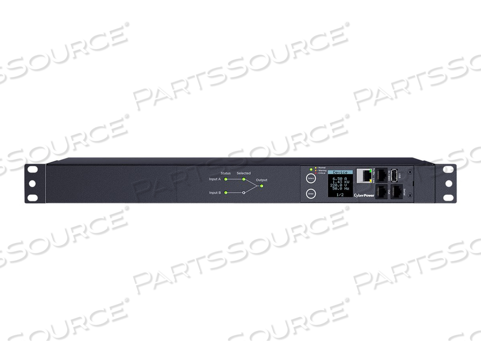 SWITCHED ATS PDU44004, POWER DISTRIBUTION UNIT (RACK-MOUNTABLE), AC 200-240 V, 1-PHASE, ETHERNET, SERIAL, INPUT: 2 X IEC 60320 C14, OUTPUT C by CyberPower SWITCHED ATS PDU44004, POWER DISTRIBUTION UNIT (RACK-MOUNTABLE), AC 200-240 V, 1-PHASE, ETHERNET, SERIAL, INPUT: 2 X IEC 60320 C14, OUTPUT C by CyberPower