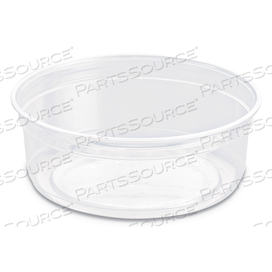 BARE ECO-FORWARD RPET DELI CONTAINERS, 8 OZ, 4.6" DIAMETER X 1.8"H, CLEAR, PLASTIC by Solo BARE ECO-FORWARD RPET DELI CONTAINERS, 8 OZ, 4.6" DIAMETER X 1.8"H, CLEAR, PLASTIC by Solo