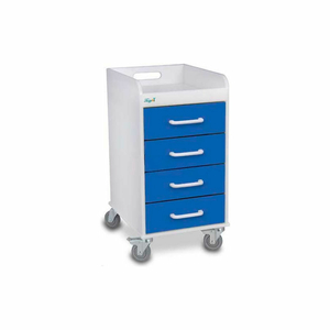 COMPACT 4 DRAWER LOCKING MEDICAL CART, GLOBAL BLUE, 14"W X 19"D X 27"H by TrippNT, Inc