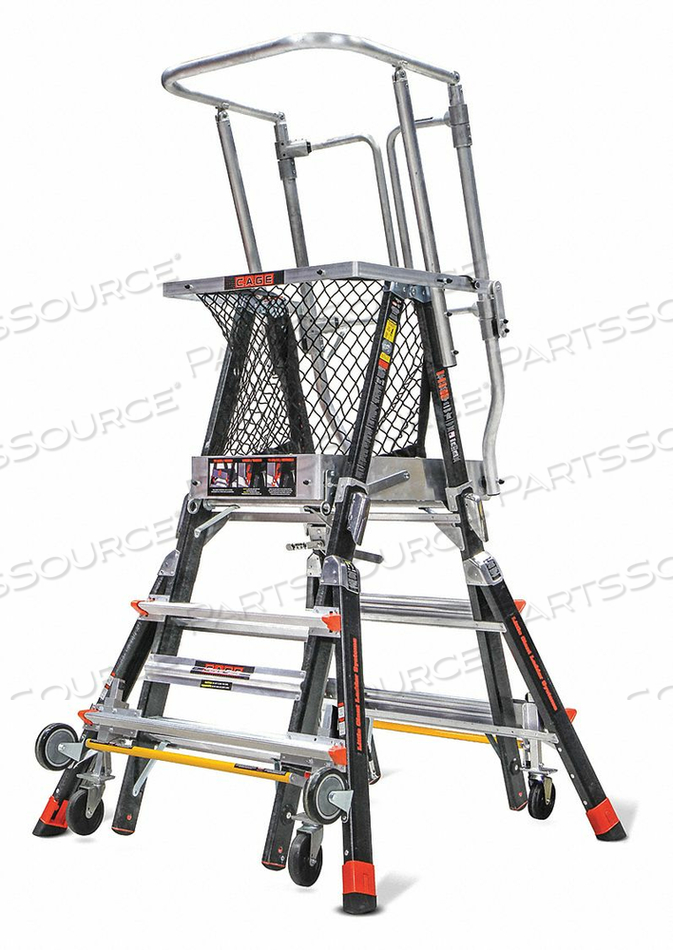 AERIAL SAFETY CAGE 3'-5' W/ CLICK CASTERS by Little Giant